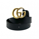 Cintura Gucci GG in pelle nera