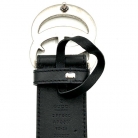 CINTURON GUCCI GG PLATEADA EN CUERO NEGRO TALLA 90