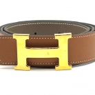 Cinturón Hermès Doble Faz Marrón y Beige