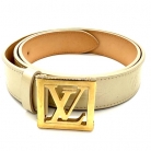 Cinturón Louis Vuitton de charol beige