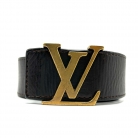Louis Vuitton brown leather belt with gold buckle