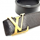 Louis Vuitton brown leather belt with gold buckle