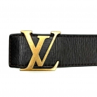 Louis Vuitton brown leather belt with gold buckle