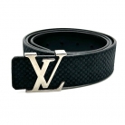 CINTURA LOUIS VUITTON IN PELLE NERA DAMIER LV ARGENTO