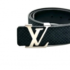 CINTURA LOUIS VUITTON IN PELLE NERA DAMIER LV ARGENTO
