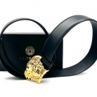 Cinturon Medusa Versace de cuero negro