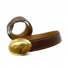 Cintura Prada in pelle marrone con fibbia dorata