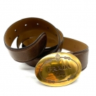Cintura Prada in pelle marrone con fibbia dorata