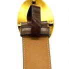 Cintura Prada in pelle marrone con fibbia dorata