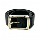Prada black leather belt with silver buckle