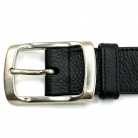 Prada black leather belt with silver buckle
