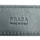 Prada black leather belt with silver buckle