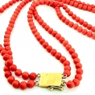 Collana doppia in corallo naturale con chiusura in oro