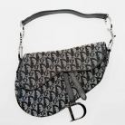 Dior Saddle Bag Oblique en jacquard negro y gris
