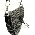 Dior Saddle Bag Oblique en jacquard negro y gris
