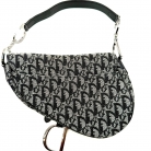 Dior Saddle Bag Oblique en jacquard negro y gris