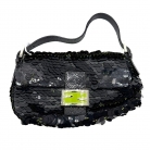 Fendi Baguette Sequin Python Black