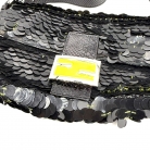 Fendi Baguette Sequin Python Black