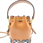 Fendi tresor en cuero camel y diseño flor