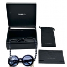 OCCHIALI DA SOLE CHANEL ROTONDI CON CATENA E SCATOLA