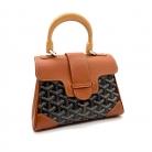Goyard Saïgon cuero marron y canvas Goyardine negro