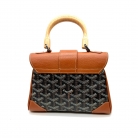Goyard Saïgon cuero marron y canvas Goyardine negro
