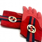 Guantes Gucci de cuero y ante con logo