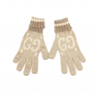 Guantes Gucci de punto beige con logo GG