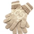 Guantes Gucci de punto beige con logo GG