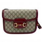 Gucci 1955 Horsebit pelle rossa e tela GG