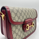 Gucci 1955 Horsebit pelle rossa e tela GG