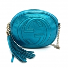Borsa Gucci Soho Disco edizione esclusiva in pelle blu metallizzata