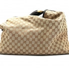 gucci hobo de lona marron y cuero