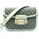 gucci horsebit 1955 in monogramma e pelle beige