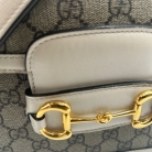 gucci horsebit 1955 in monogramma e pelle beige