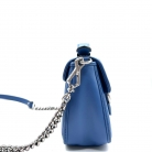 Gucci Marmont Top Handle in pelle blu con finiture argentate