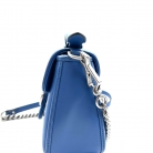 Gucci Marmont Top Handle in pelle blu con finiture argentate
