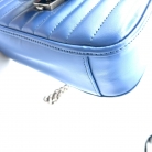 Gucci Marmont Top Handle in pelle blu con finiture argentate