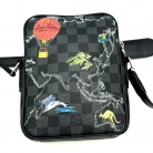Louis Vuitton Black Damier Graphite Renaissance Map Danube Slim PM