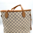 Borsa Louis Vuitton Neverfull MM Damier Azur con iniziali