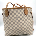 Borsa Louis Vuitton Neverfull MM Damier Azur con iniziali