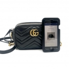 Mini Gucci GG Marmont Matelassé black leather bag