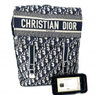 Mochila Christian Dior Obliqúe de lona azul y blanco