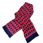 Sciarpa Gucci in seta guccisima rossa e blu scuro