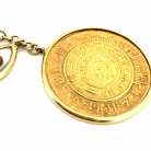 orecchini in oro con ciondoli a forma di occhio e monete