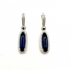 Pendientes oro blanco brillantes y zafiro