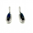 Pendientes oro blanco brillantes y zafiro