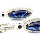 Pendientes oro blanco brillantes y zafiro