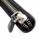 Prada portafoglio zip-around in pelle nera con logo triangolare