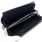 Prada portafoglio zip-around in pelle nera con logo triangolare